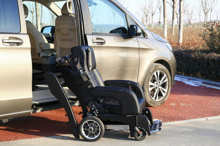 Wheelchair seat near car